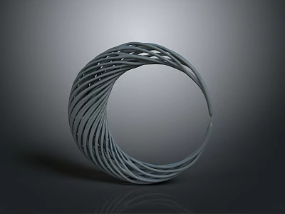 Stylish Gray Circular Modern Furniture With Intricate Woven Texture Design 3d model