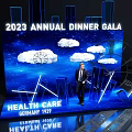 Health Care Themed Photo Spot with Blue Skyline Ferris Wheel at 2023 Annual Dinner Gala