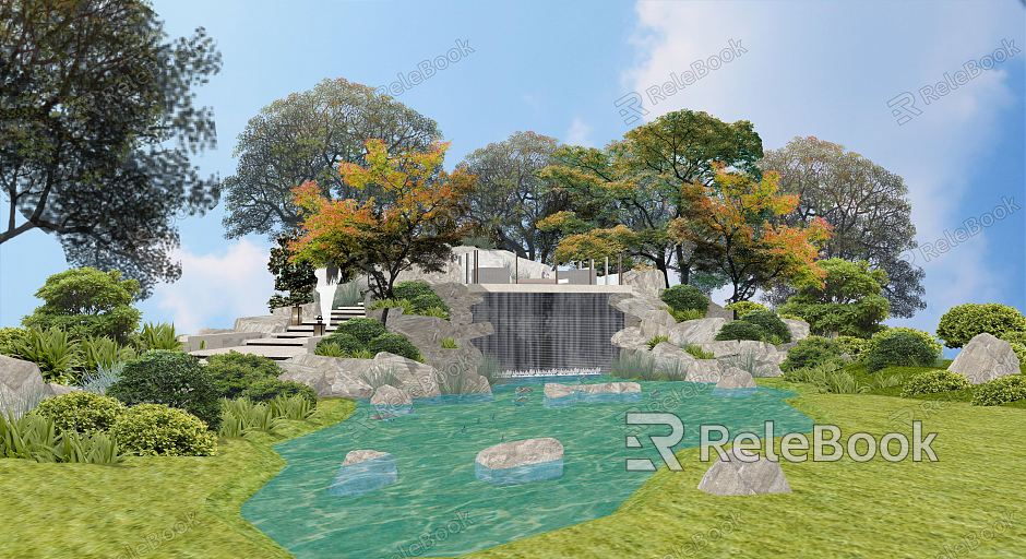 Modern Garden Landscape Garden Courtyard Landscape Garden Courtyard Plants Shrubs Waterscape rockery model