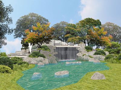 Modern Garden Landscape Garden Courtyard Landscape Garden Courtyard Plants Shrubs Waterscape rockery model