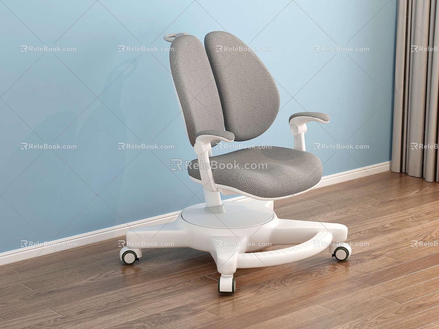 Modern children's study chair lift chair adjustable seat 3d model