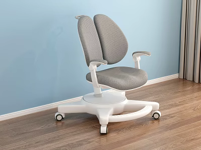 Modern Gray Office Chair With Double Backrest White Base And Five Star Caster Wheels 3d model
