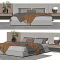 Modern Background Double Bed Double Bed 3d model