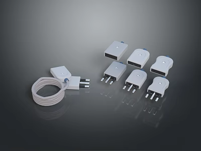 Electronic Plug Adapters And Power Cables In White For Device Charging 3d model