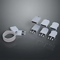 Electronic Plug Adapters And Power Cables In White For Device Charging 3d model