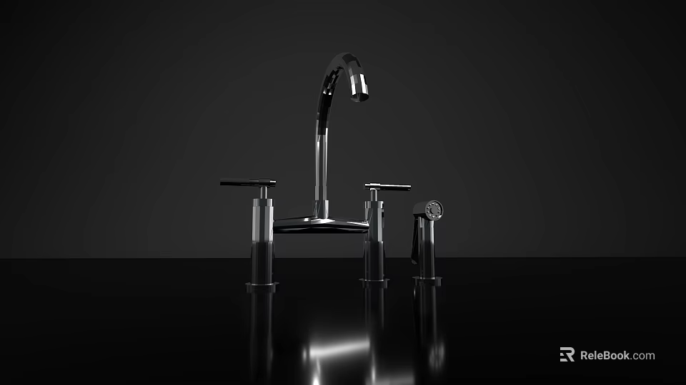 Modern Kitchen Faucet with Pull Down Sprayer and Polished Chrome Finish Design 3d model