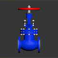 Blue Industrial Valve Equipment With Red Handwheel And Flange Body Design