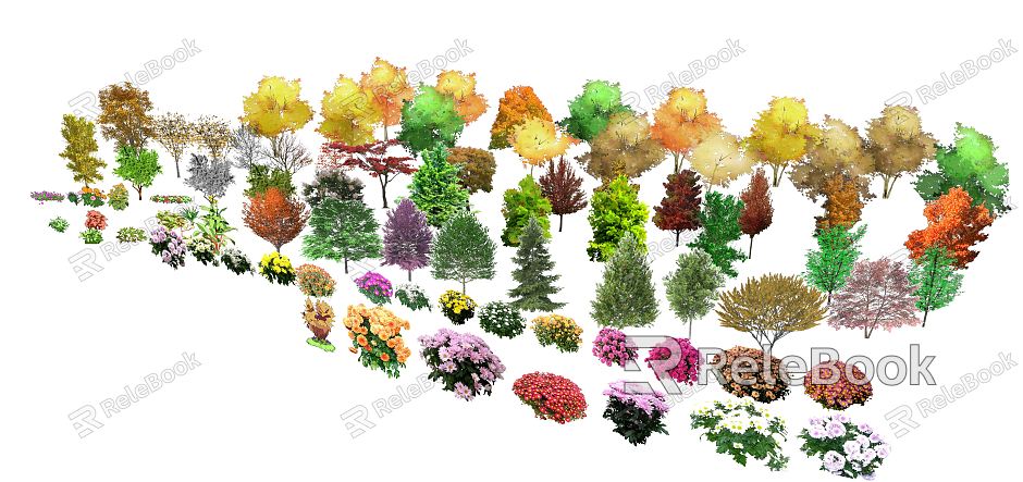 Modern Trees Trees Shrubs Landscape Trees Color Trees Plants and Flowers model