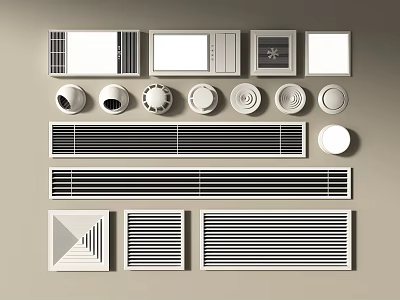 Different Types Of Air Conditioner Vents With Grille Round And Square Designs 3d model