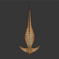 Realistic Striped Brown Flat Marine Animal Sculpture With Wide Fins Long Tail And Dark Background