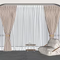 French American Curtain Lazy Sofa 3d model