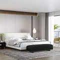 Modern Bedroom Interior Design With White Headboard Gray Rug And Yellow Accent Chair