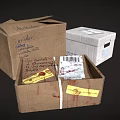 Various Cardboard Boxes Featuring Handwritten Labels Sealed Open And Taped Packages 3d model