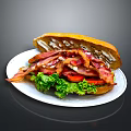 Delicious Bacon Sandwich With Fresh Lettuce Tomato And Crusty Bread