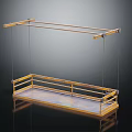 Hanging Furniture with Golden Metal Frame and Rectangular Platform Railings Modern Design