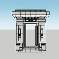 Traditional Entrance Gate Featuring Black Roof White Pillars And Central Doorway