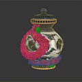 Blue and White Porcelain Jar With Red Phoenix Decorative Design And Blue Lid