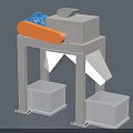 Industrial Equipment with Blue Motor Metal Frame and Discharge Bins