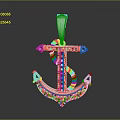 Silver Anchor Shaped Pendant With Diamond Studded Design And Jewelry Equipment Elements