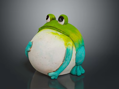 Adorable Reptile Plush Toy With Round Green Body Blue Limbs And White Belly On Dark Background 3d model