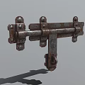Antique Rusty Metal Door Handle With Riveted Parts And Vintage Design