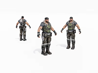 Military Style Game Character In Tactical Combat Outfit With Multiple Angles 3d model