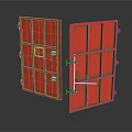 Red Metal Double Doors With Latches And Industrial Weathered Texture Design