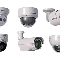 Hikvision White Surveillance Cameras Including Dome And Bullet Types For Security Systems 3d model