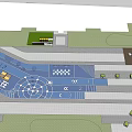 Garden Landscape Design With Modern Commercial Building Glass Facade Entrance Area And Green Lawn