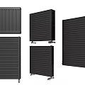 Stylish Black Radiators In Modern Design With Different Panel Styles And Metal Frames 3d model
