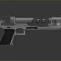 Futuristic Sci Fi Weapon With Metallic Body Tactical Grip And Star Emblem Design