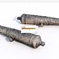 Ancient Cannons As Historical Weapons With Rustic Metal Finish And Classic Design