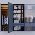 Modern Wardrobe Interior Design With Hanging Clothes Drawers Storage Boxes And Glass Doors