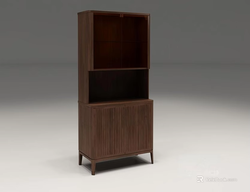 Modern Wooden Sideboard With Shelf And Cabinet Storage For Dining Room Furniture 3d model 