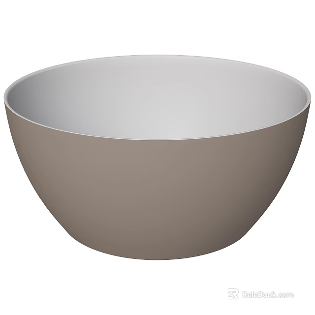 Modern Bowl Shaped Taupe Washbasin With White Interior And Minimalist Design 3d model 