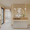 Modern Fitness Bar Interior Design With Circular Lights And Plants