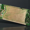 Aerial View of Farmland Area With Green Trees Road and Buildings
