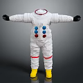 White Astronaut Spacesuit With Red Details Blue Red Buttons And Yellow Boots