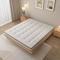Comfortable Mattress On Wooden Platform Bed With Bedside Tables Lamp And Rug