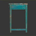 Turquoise Vintage Wooden Table Home Decor With Distressed Surface And Drawer