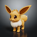 Eevee Pokémon Game And Anime Character 3D Model With Large Ears Fluffy White Collar 3d model