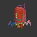 Red Spider Legged Robot With Metallic Texture Antenna And Mechanical Details