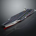 Aircraft Carrier 3D Model With Gray Flight Deck And Red Bottom Structure