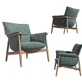 Modern Green Fabric Single Sofa With Wooden Frame And Comfortable Backrest Armrests 3d model
