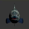 Shiny Reflective Blue Green Spotted Fish With Decorative Look On Dark Surface