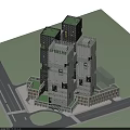 Modern Office Building Complex With Multiple Connected Towers And Grid Facade Design 3d model