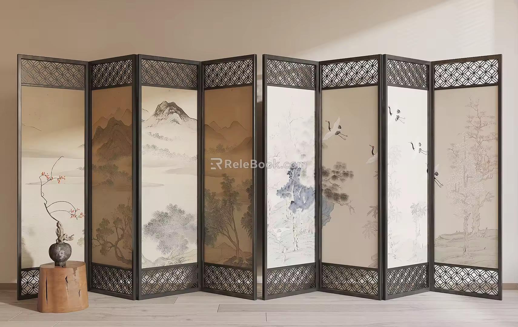 new chinese style screen 3d model