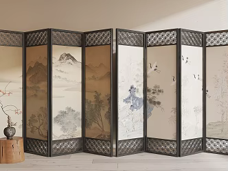 new chinese style screen 3d model