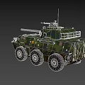 Military Camouflage Tank With Six Wheels Top Cannon And Yellow Five Pointed Star