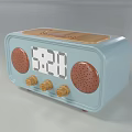 Vintage Light Blue Radio Speaker Featuring Wooden Top Digital Display And Control Knobs 3d model
